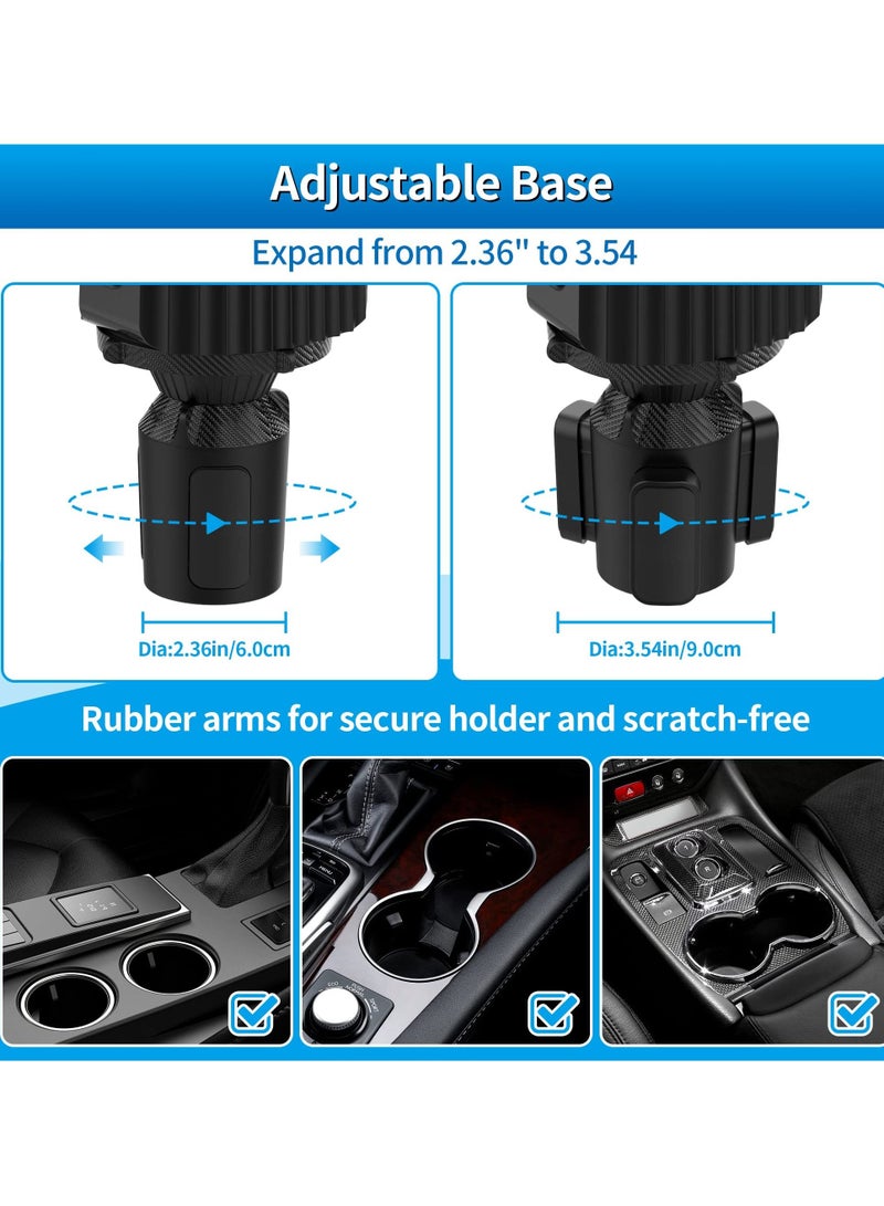 Excefore حامل أكواب السيارة، صينية توسيع، طاولة سيارة قابلة للتعديل 4 في 1، صينية طعام سيارة قابلة للتعديل، صينية طعام سيارة متعددة الوظائف تدور 360 درجة لتناول الطعام، حامل أكواب مزدوج، أساسيات السفر على الطريق - Image 4