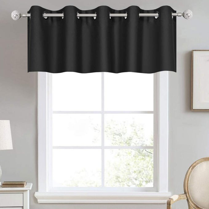 BLACK VALANCES EXTRA WIDE FOR WINDOWS FOR KITCHEN BLACKOUT THERMAL INSULATED CURTAIN VALANCE FOR BATHROOMOFFICE SHORT STRAIGHT DRAPE VALANCE FOR BEDROOM KIDS ROOM 70W X18L 1 PANEL