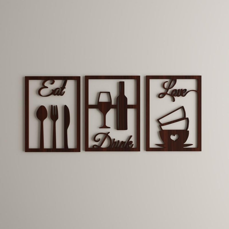 ماركتنا لوحة ديكور خشبية بتصميم غرفة الطعام بمقاس 60x135 سم - Image 2