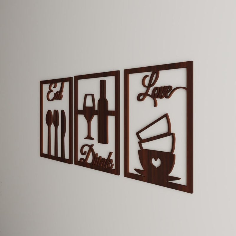 ماركتنا لوحة ديكور خشبية بتصميم غرفة الطعام بمقاس 60x135 سم - Image 3