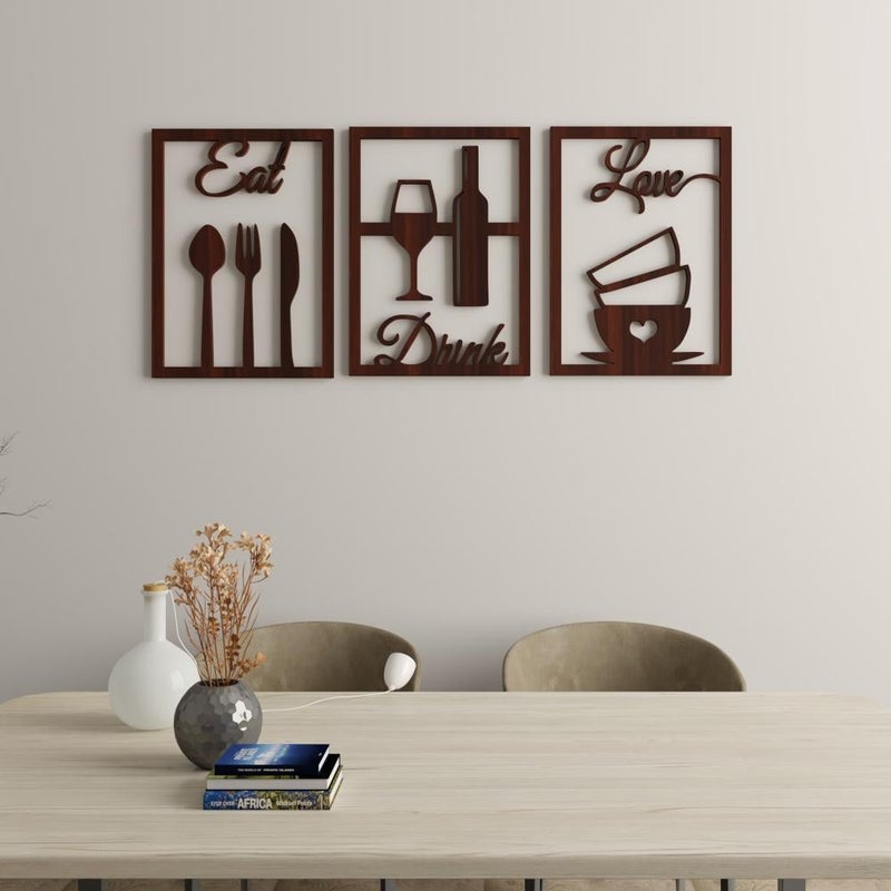 ماركتنا لوحة ديكور خشبية بتصميم غرفة الطعام بمقاس 60x135 سم - Image 1