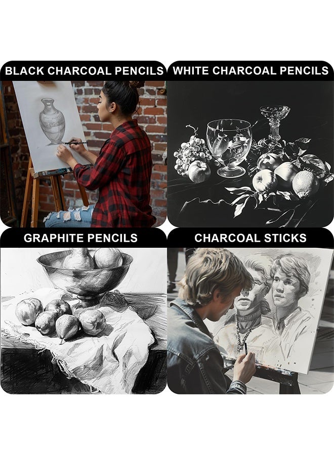 MXN 22-Piece Drawing Sketching Pencil Set with Charcoal Pencils Charcoal Sticks Stumps Eraser and Sharpeners - Pro Artist Sketch Kit for Sketching, Shading, Art Drawing Supplies for Beginners & Pro Artists - Image 5
