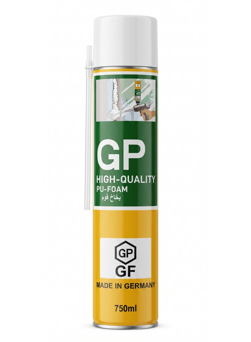 GP German Multi-Purpose PU Foam Spray - 750 ml - High-Expansion Expanding Foam Sealant for Gaps, Cracks, AC Units, Doors, Windows, and Aluminum Kitchens - Image 1