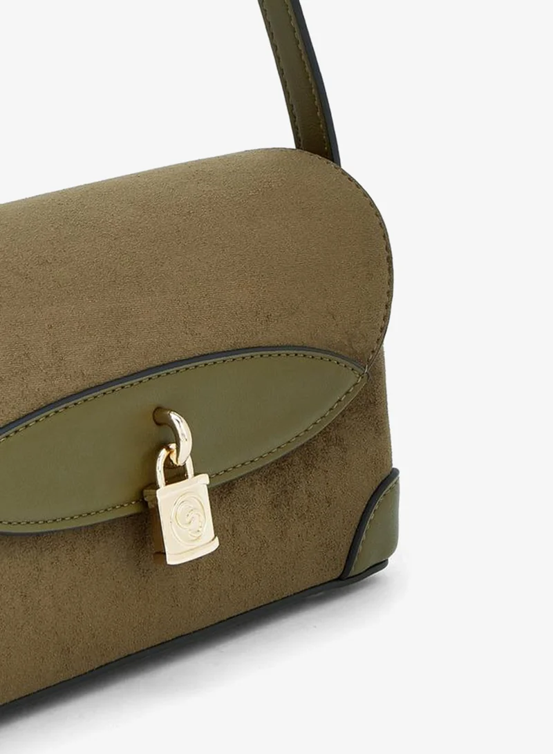 Celeste KHAKI Solid Crossbody Bag With Magnetic Clasp Closure for Women | Best Price UAE