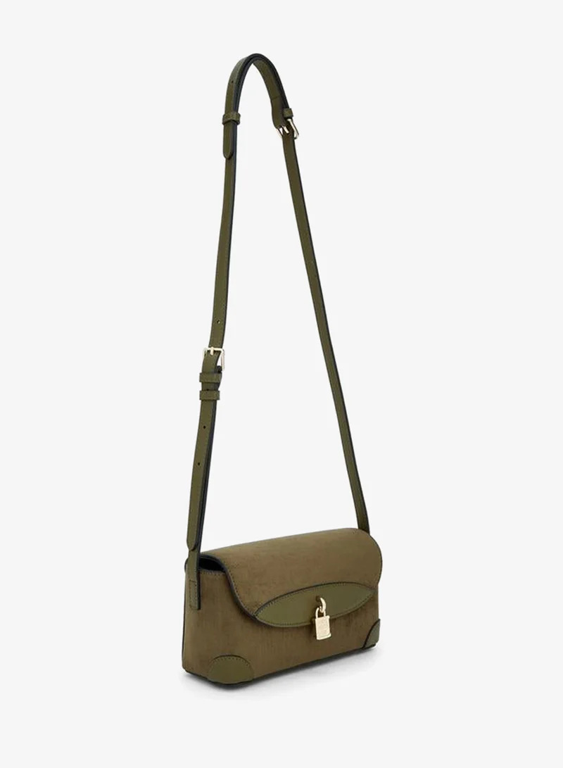 Celeste KHAKI Solid Crossbody Bag With Magnetic Clasp Closure for Women | Best Price UAE