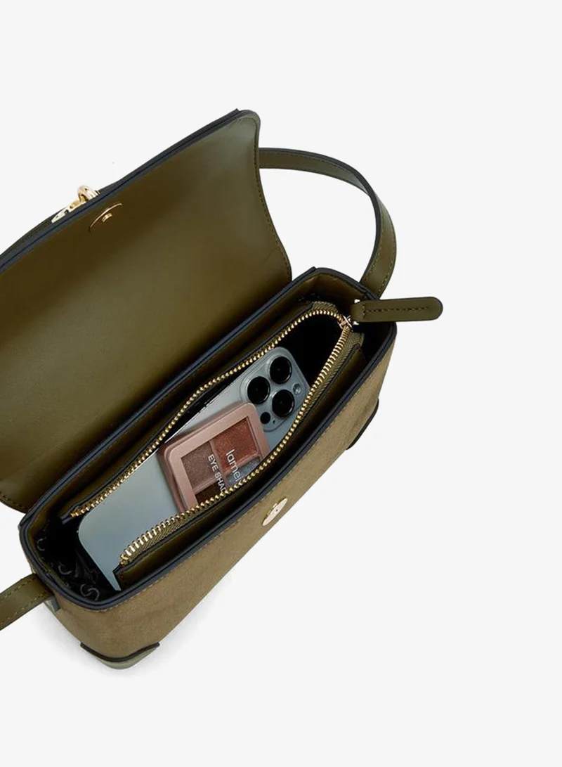Celeste KHAKI Solid Crossbody Bag With Magnetic Clasp Closure for Women | Best Price UAE