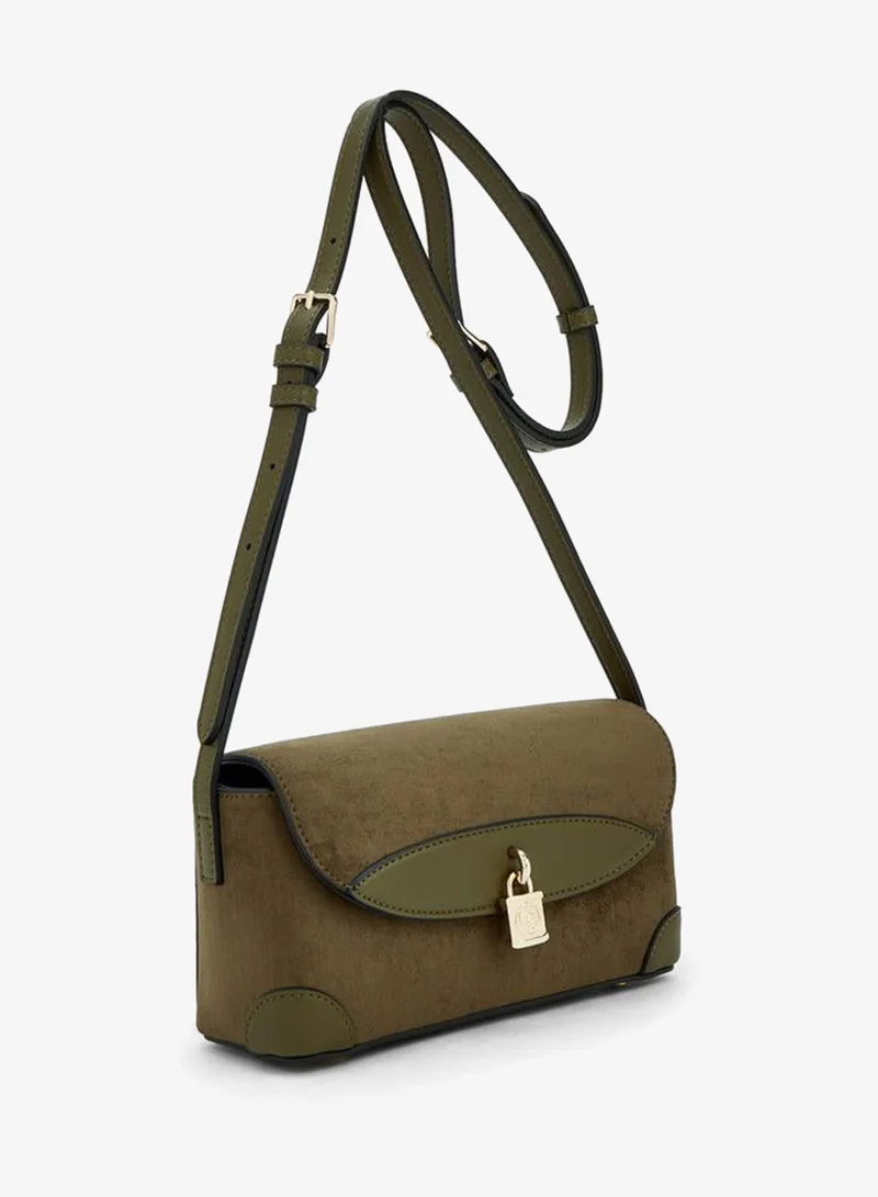 Celeste KHAKI Solid Crossbody Bag With Magnetic Clasp Closure for Women | Best Price UAE