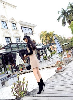 BIGTREE Fashion Simple Pedicure High Heel Suede Pointed Slimming Ankle Boots Black  - Image 2