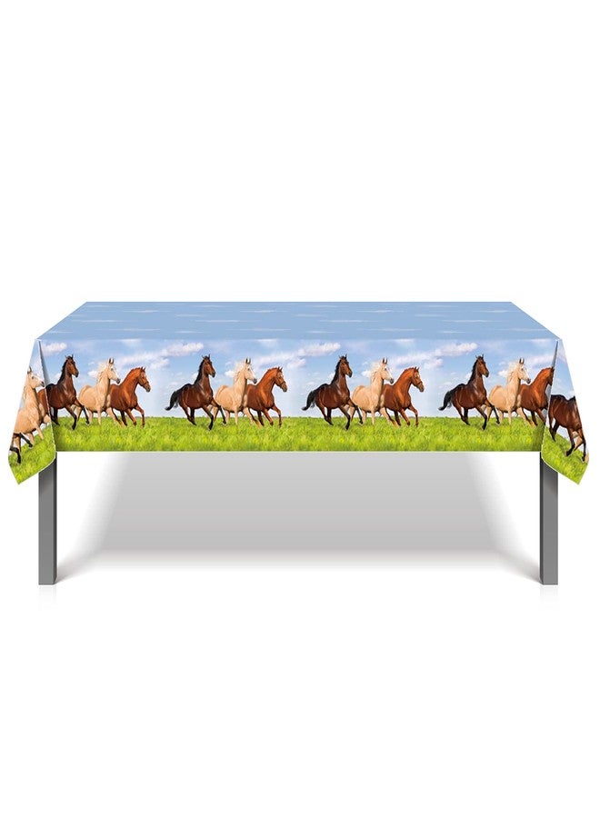 Lide Road Horse Racing Tablecover- 3 Pack 54 x 87 Inch Horse Table Cover Supplies Horse Party Table Cloth Horses Theme Table Covers for Wild Horse and Birthday/Horsings Racings Derby Decorations… - Image 1