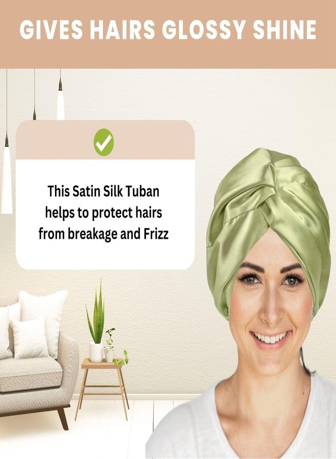 Atrube's Silk Satin Hair Bonnet Reversible Sleep Cap with adjustable tie band Shower Cap, Reusable waterproof elastic bathroom cap And Scrunchies Silk bonnet for hair (Green) - Image 5