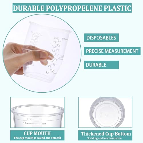 Taeku Measuring Cups Plastic, 8 oz Disposable Clear Epoxy Cups for Resin Reusable Multipurpose Stain Paint Liquid Mixing Cups for Cooking Baking (Pack of 50) - Image 3
