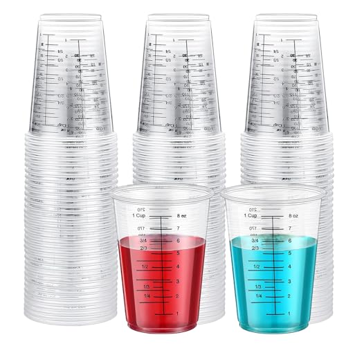 Taeku Measuring Cups Plastic, 8 oz Disposable Clear Epoxy Cups for Resin Reusable Multipurpose Stain Paint Liquid Mixing Cups for Cooking Baking (Pack of 50) - Image 1