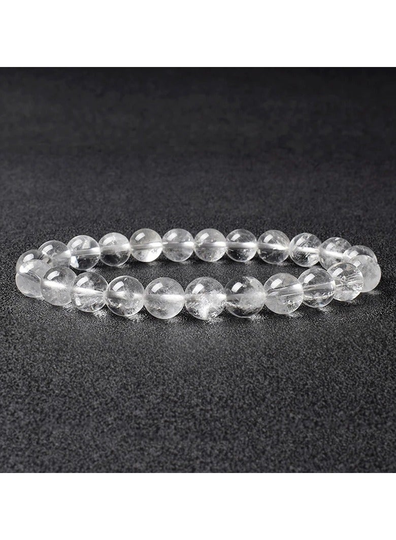 HADIGEMS 10mm Clear Quartz (Rock Crystal) Strech Bracelet - Image 4