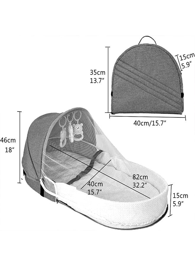 Beauenty Baby Travel Cot with Mosquito Net and Awning, Foldable Baby Tent, Washable Crib Bionic Travel Bed Breathable Cradle Cot, Portable Baby Cots, Foldable Baby Cots with Mosquito Net (Grey) - Image 3