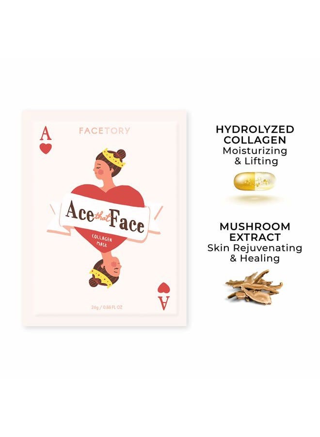FaceTory Ace That Face Collagen Sheet Mask - Nourishing, Plumping, and Anti-Aging (Pack of 10) - Image 2
