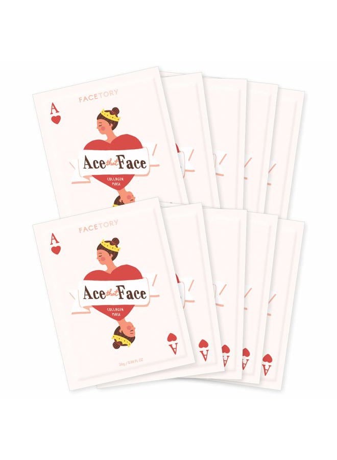 FaceTory Ace That Face Collagen Sheet Mask - Nourishing, Plumping, and Anti-Aging (Pack of 10) - Image 1