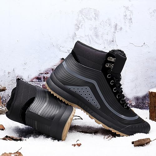 ulogu Snow Boots men Waterproof Insulated Black Duck Boots Fur Lined Warm Ankle Booties Lightweight Comfortable Winter Walking Shoes Zapatos Botas Invierno Para hombres - Image 3