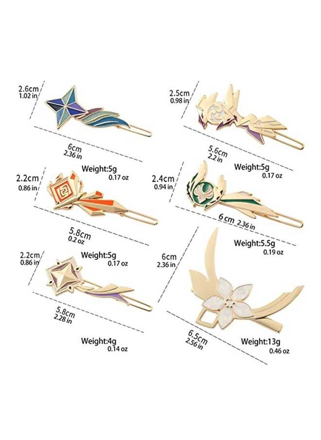 Generic - 6 PCS Genshin Peripheral Alloy Hairpin, Genshin Cartoon Game Hair Clip, Exquisite Cosplay Hair Barrette Set - Image 1