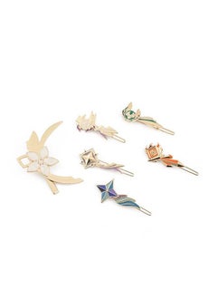 6 PCS Genshin Peripheral Alloy Hairpin, Genshin Cartoon Game Hair Clip, Exquisite Cosplay Hair Barrette Set