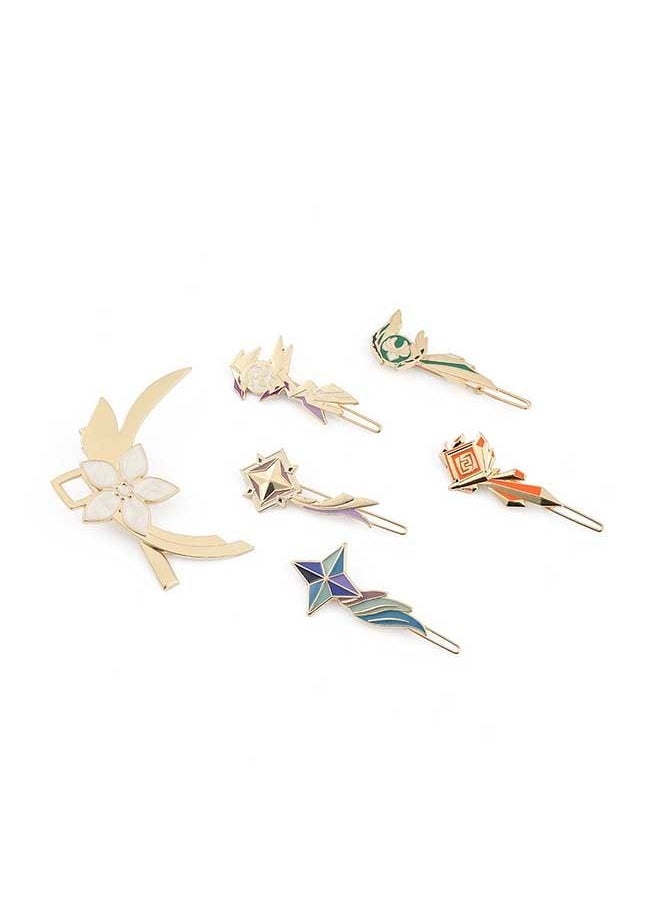 Generic - 6 PCS Genshin Peripheral Alloy Hairpin, Genshin Cartoon Game Hair Clip, Exquisite Cosplay Hair Barrette Set - Image 1