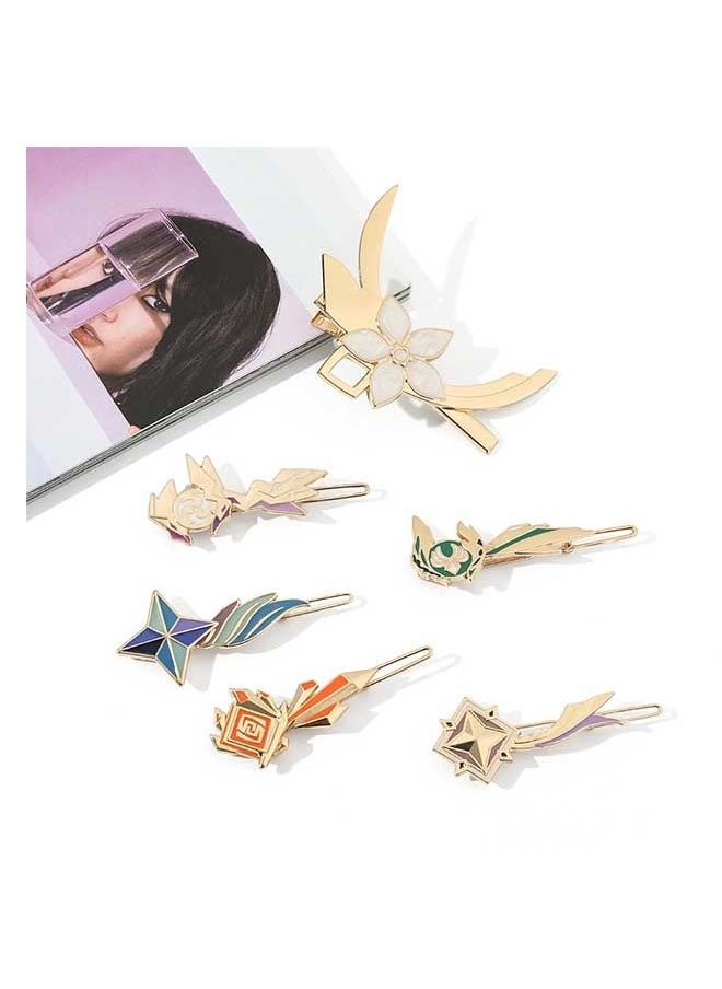 Generic - 6 PCS Genshin Peripheral Alloy Hairpin, Genshin Cartoon Game Hair Clip, Exquisite Cosplay Hair Barrette Set - Image 1