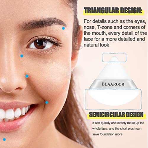 BLAAROOM 12 Pcs Velour Powder Puff Face Makeup Triangle Powder Puffs Face Exquisite Makeup Eyes and Corners Contouring for Loose Powder Wet Dry Cosmetic Foundation Sponge Makeup Tool - Image 4