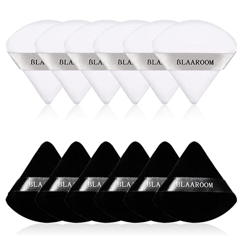BLAAROOM 12 Pcs Velour Powder Puff Face Makeup Triangle Powder Puffs Face Exquisite Makeup Eyes and Corners Contouring for Loose Powder Wet Dry Cosmetic Foundation Sponge Makeup Tool - Image 1