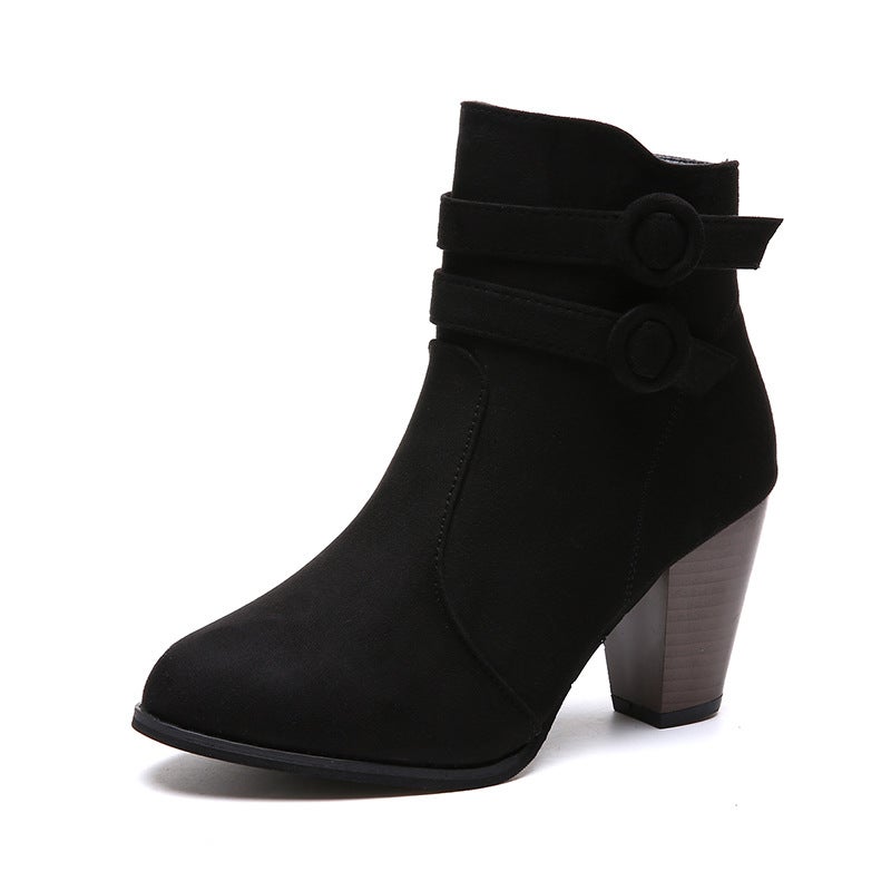 Boots for Women 2020 Autumn and Winter New Style Thick Heel Large Size Women's Shoes European and American Short-Tube Women's Boots Student Warm Snow Boots for Women - Image 1