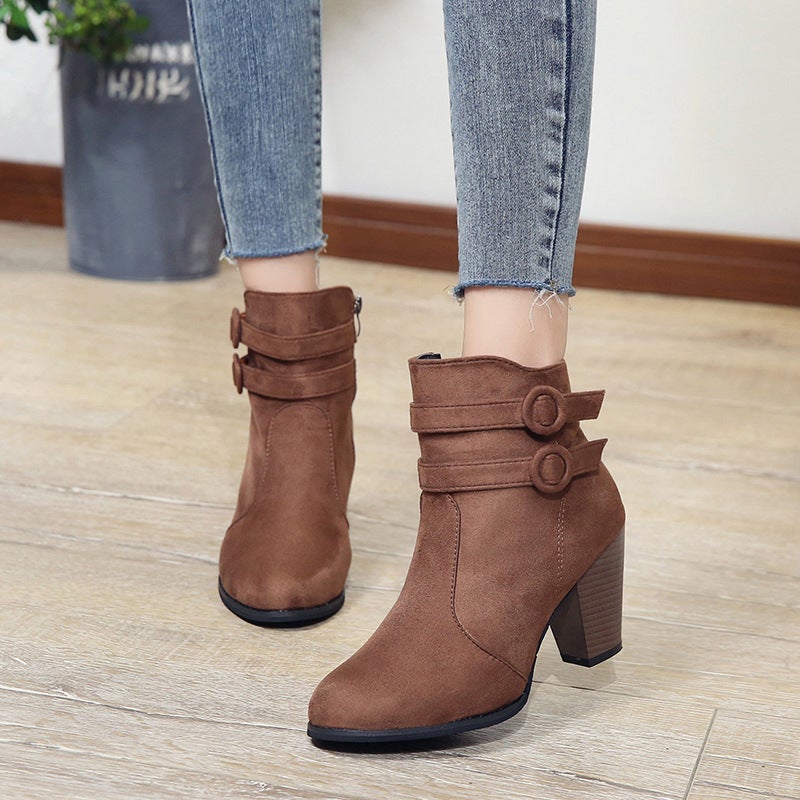 Boots for Women 2020 Autumn and Winter New Style Thick Heel Large Size Women's Shoes European and American Short-Tube Women's Boots Student Warm Snow Boots for Women - Image 3