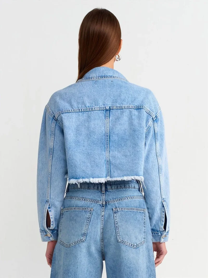 ديلفين Dilvin Cropped Denim Puffer Jacket