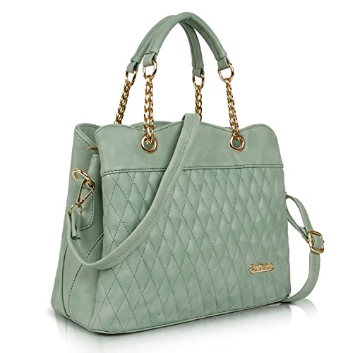 EVEDA Synthetic Vegan Leather Classic Chain Strap Top Handle Handheld Shoulder Crossbody Water Resistant Handbag For Women - Image 1