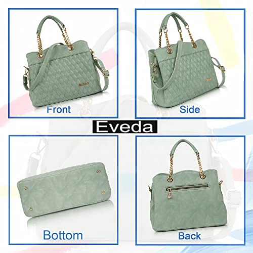 EVEDA Synthetic Vegan Leather Classic Chain Strap Top Handle Handheld Shoulder Crossbody Water Resistant Handbag For Women - Image 3