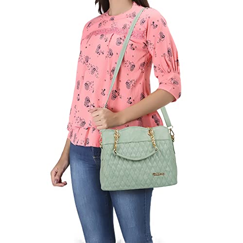 EVEDA Synthetic Vegan Leather Classic Chain Strap Top Handle Handheld Shoulder Crossbody Water Resistant Handbag For Women - Image 2
