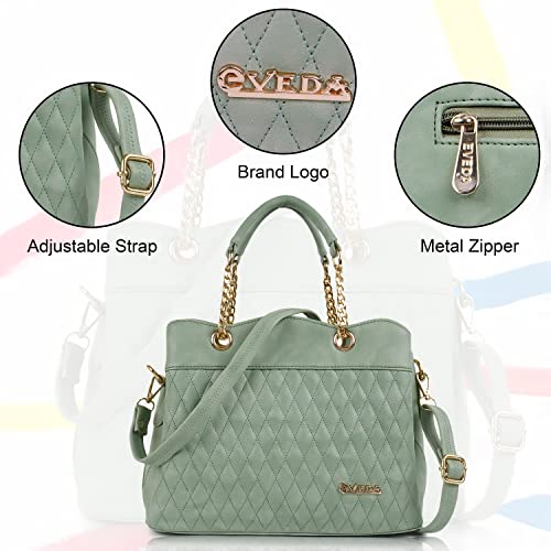 EVEDA Synthetic Vegan Leather Classic Chain Strap Top Handle Handheld Shoulder Crossbody Water Resistant Handbag For Women - Image 4