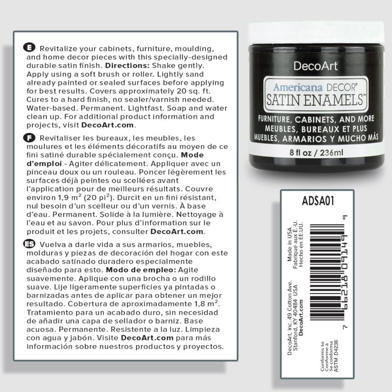 DecoArt DecoArt Satin Enamels Classic Black, 8 fl oz, Jar (Pack of 3)  - Image 2