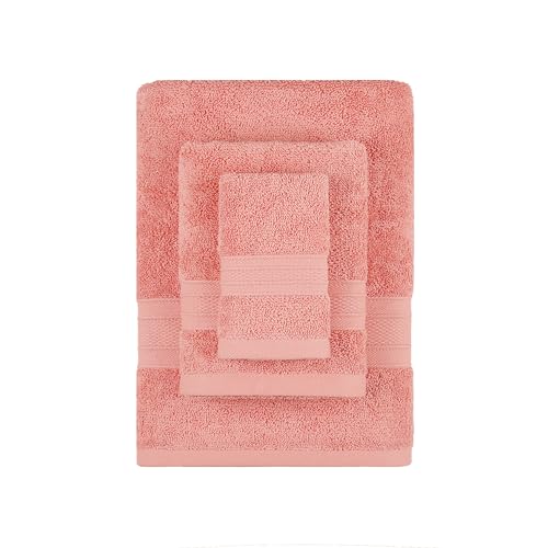 Trident Soft Comfort Air Rich Towels for Bath, 100% Cotton Towel, Super Soft, Highly Absorbent, 3 Pieces Towel Set, 500 GSM - Coral Haze - Image 3