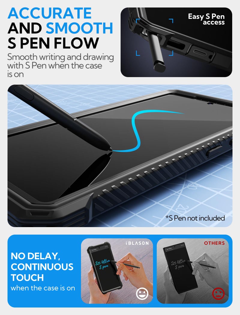 I-blason حافظة i-Blason Armorbox لجهاز Samsung Galaxy S25 Ultra مع غطاء كاميرا وحامل MagSafe [حماية عسكرية] حافظة هاتف مغناطيسية ثقيلة كاملة الجسم مع واقي شاشة لجهاز S25 Ultra بحجم 6.9 بوصة، أسود - Image 5