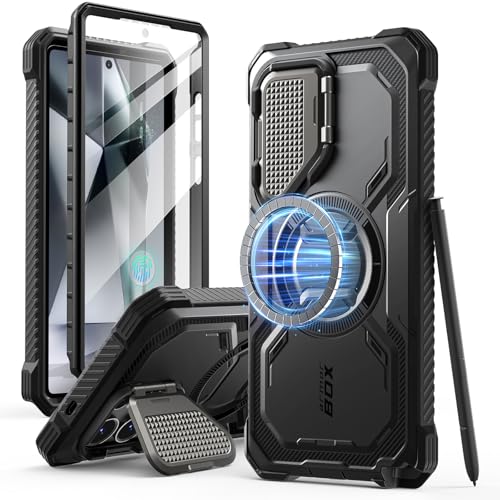 I-blason حافظة i-Blason Armorbox لجهاز Samsung Galaxy S25 Ultra مع غطاء كاميرا وحامل MagSafe [حماية عسكرية] حافظة هاتف مغناطيسية ثقيلة كاملة الجسم مع واقي شاشة لجهاز S25 Ultra بحجم 6.9 بوصة، أسود - Image 1