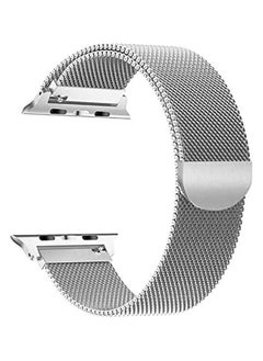 Fully Magnetic Closure Stainless Steel Bracelet Strap iWatch Band for Series 1/2/3/4/5/6/7/8/Se/Ultra Sport & Edition 42mm 44mm 45mm 49mm- Silver