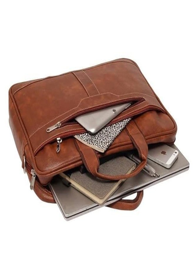 Treggo Men’s Leather Bag Set: 2 Piece Brown & Black Professional Combo - Large Laptop Briefcase fits 15.6 Inch & Crossbody Messenger Bag - Multi-Compartment Business Office & Travel Set - Image 5
