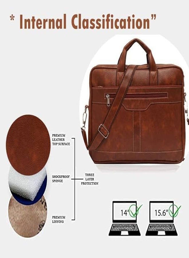 Treggo Men’s Leather Bag Set: 2 Piece Brown & Black Professional Combo - Large Laptop Briefcase fits 15.6 Inch & Crossbody Messenger Bag - Multi-Compartment Business Office & Travel Set - Image 3