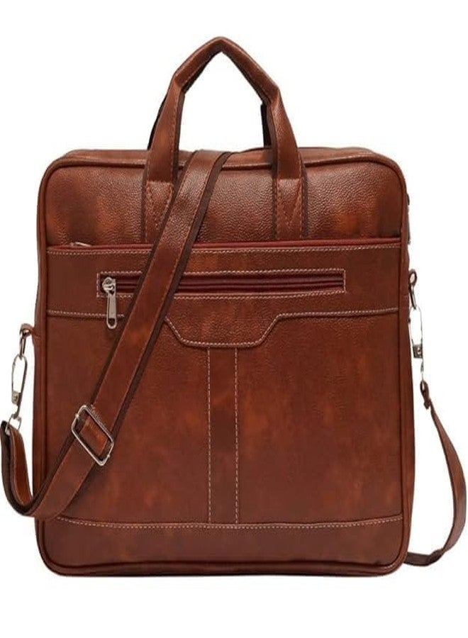 Treggo Men’s Leather Bag Set: 2 Piece Brown & Black Professional Combo - Large Laptop Briefcase fits 15.6 Inch & Crossbody Messenger Bag - Multi-Compartment Business Office & Travel Set - Image 2