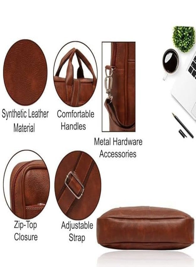 Treggo Men’s Leather Bag Set: 2 Piece Brown & Black Professional Combo - Large Laptop Briefcase fits 15.6 Inch & Crossbody Messenger Bag - Multi-Compartment Business Office & Travel Set - Image 4