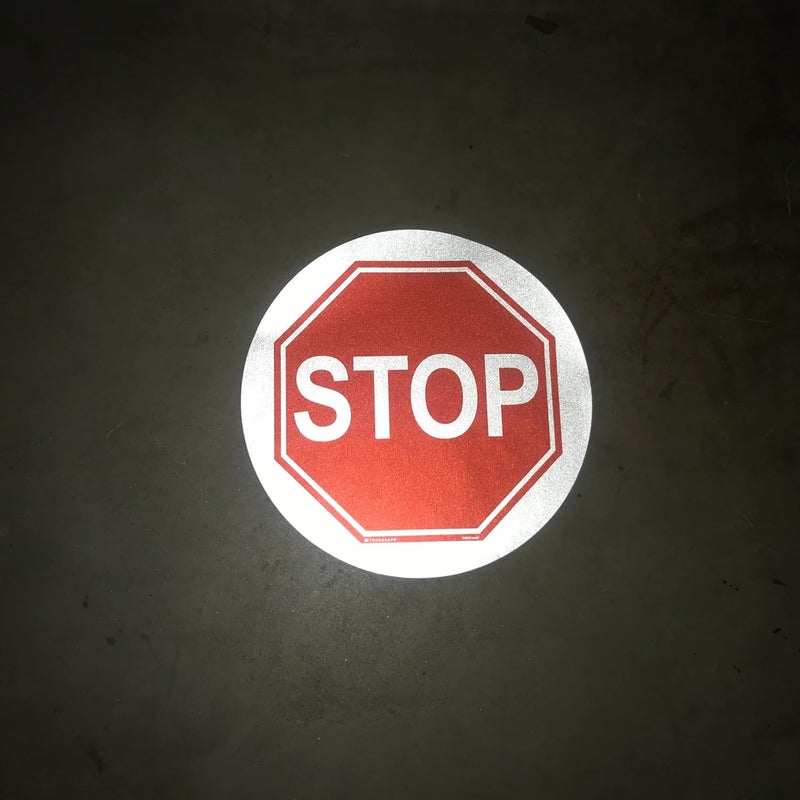 TRADESAFE Stop Anti-Slip Floor Sticker - Stop Decal Floor Sign, Peel and Stick Adhesive Vinyl Sign, ANSI-Compliant, 17” Diameter Round Sticker - Image 5