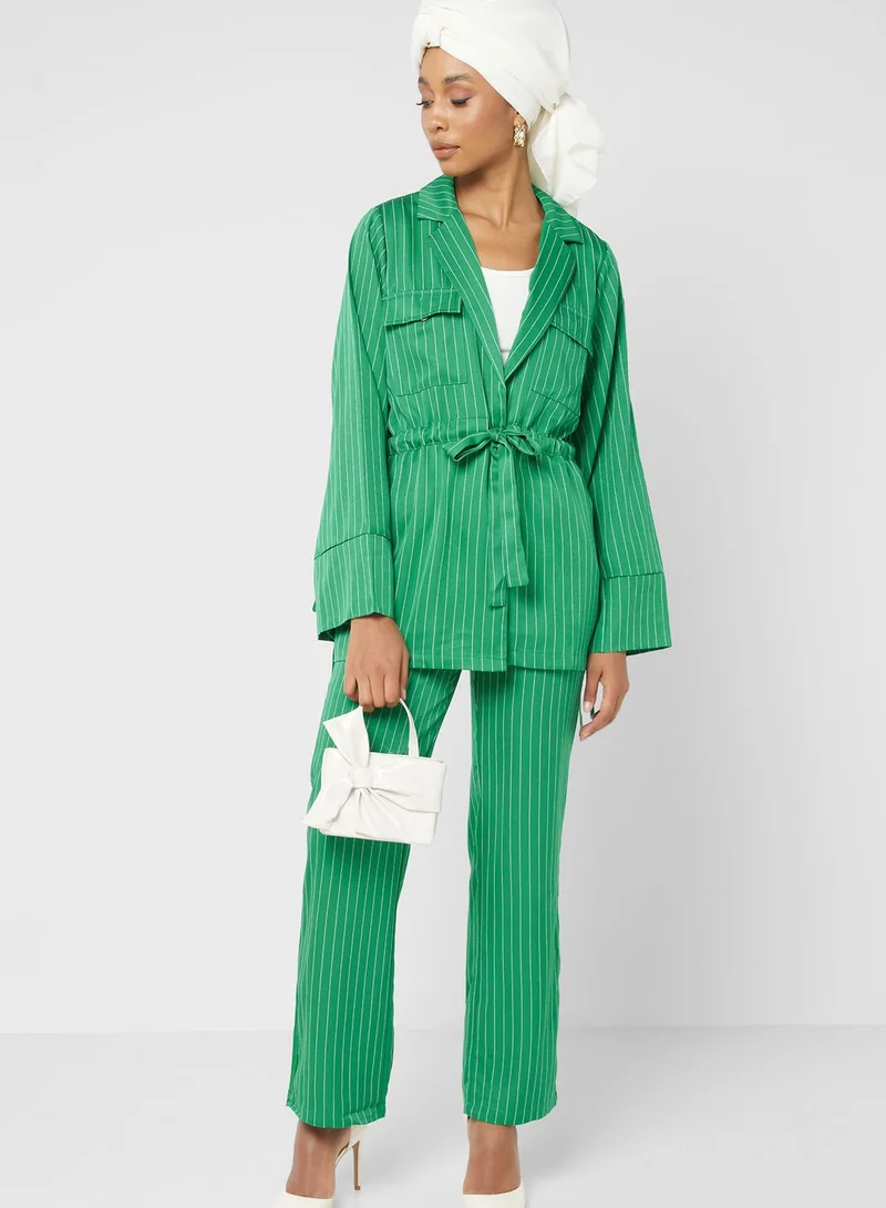Khizana Striped Blazer And Pant Set