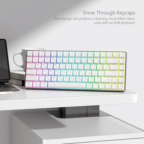 Womier White Keycaps for Mechanical Keyboard, Shine Through Key caps PBT Custom Keycap Doubleshot, Universal Compatiability for 60 75 100 Percent Cherry Gateron MX Switches Keyboard, White - Image 2