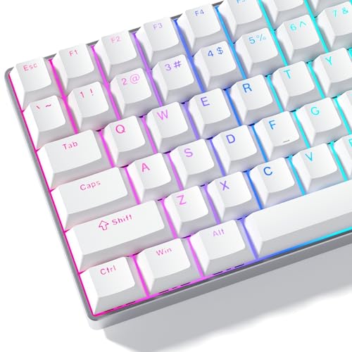 Womier White Keycaps for Mechanical Keyboard, Shine Through Key caps PBT Custom Keycap Doubleshot, Universal Compatiability for 60 75 100 Percent Cherry Gateron MX Switches Keyboard, White - Image 1