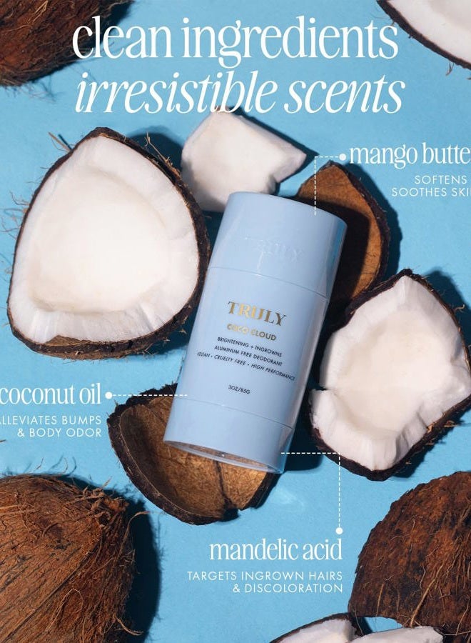 Truly Beauty Coco Cloud Deodorant | Targets Body Odor, Ingrown Hairs & Discoloration | Gentle, Aluminum-Free Deodorant | Made with Coconut oil & Mandelic Acid | Coconut & Vanilla Scent | (3 Oz) - Image 4