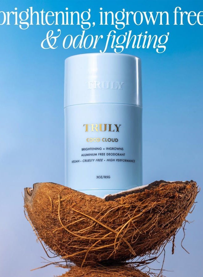 Truly Beauty Coco Cloud Deodorant | Targets Body Odor, Ingrown Hairs & Discoloration | Gentle, Aluminum-Free Deodorant | Made with Coconut oil & Mandelic Acid | Coconut & Vanilla Scent | (3 Oz) - Image 2