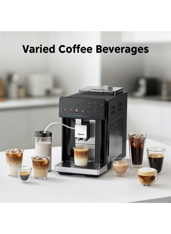 مديا ماكينة القهوة الأوتوماتيكية بالكامل Midea GenuiBrew (طراز MCA-15B0FADMCPK) – تحضير الإسبريسو واللاتيه والكابتشينو بلمسة واحدة | مطحنة مدمجة | تحضير القهوة الباردة (Cold Brew) | نظام مزدوج للحليب 1.8 L 1725 W MCA-15B0FADMCPK - Image 5